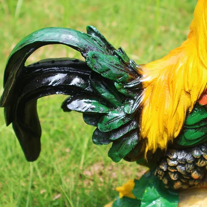 Rooster Garden Statue Decorations, Chicken Farm Animals Decoration, Yard Chicken Sculpture for Backyard Patio Kitchen Decor & Lawn Ornaments