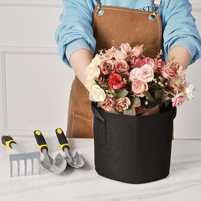 12-Pack 10 Gallon Thickened Non-Woven Grow Bags, Aeration Fabric Pots with Handles