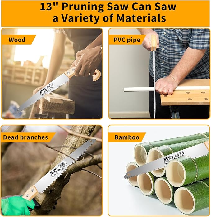 13 Inch Pruning Hand Saw for Tree Trimming, Outdoor Camping, Gardening, and Bushcraft, Heavy Duty Manual Saw for Branch Cutting and Landscaping Tasks