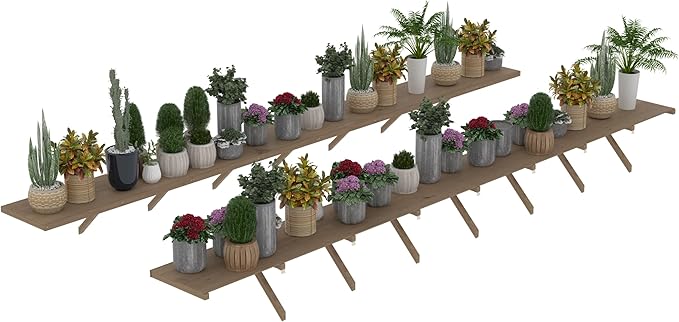 Shelf Suitable for 8x16FT Wood Greenhouse, 184" Wooden Storage Shelf Kit Fit Multiple Greenhouse, Horticulture Workstation, Work Bench System Shelving, Light Mocha Brown, 2 Pack