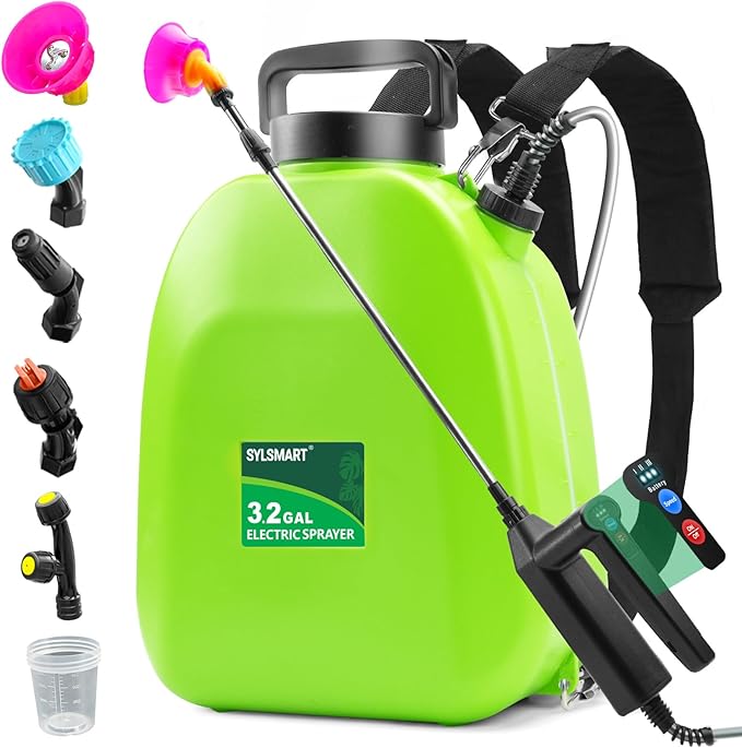 Battery Powered Backpack Sprayer 3 Gallon, Electric Lawn & Garden Sprayer with 4 Nozzles, 3 Modes, USB Rechargeable, Portable Yard Sprayer for Weed Killer, Fertilizer, Cleaning, Watering
