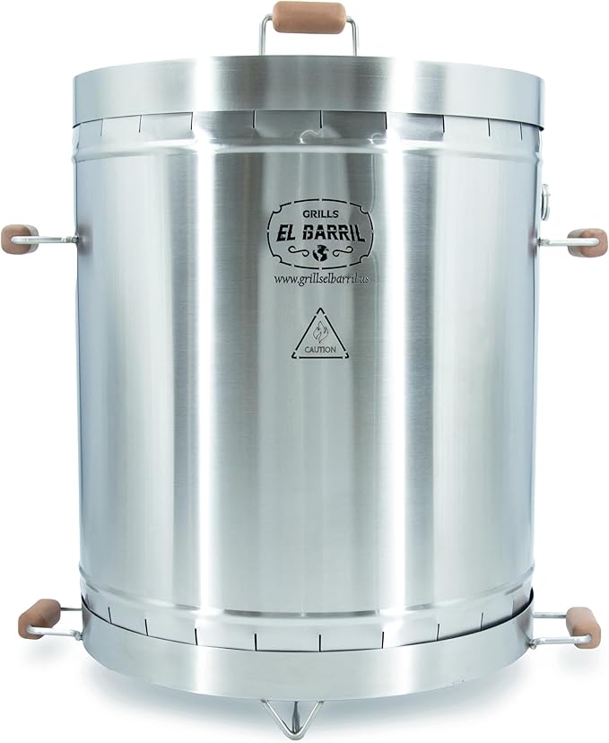 EL BARRIL 60lbs Premium Vertical Grill, Stainless Steel Barrel Charcoal Smoker, Extra Large Outdoor Smoker with Even Heat Distribution