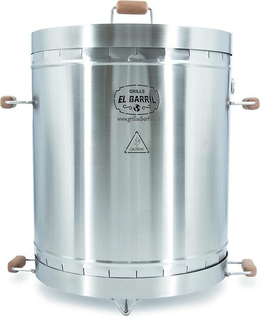 EL BARRIL 60lbs Premium Vertical Grill, Stainless Steel Barrel Charcoal Smoker, Extra Large Outdoor Smoker with Even Heat Distribution