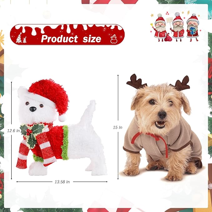 Non-Collapsible Lights Christmas Dog Lighted with LED Warm White Lights Christmas Inside Decorations for Xmas Courtyard Garden Festive Holiday Decoration