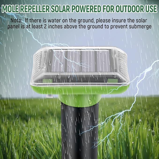 Mole Repellent Solar Powered,2025 Upgraded Vole Repellent Ultrasonic Solar Powered,Mole Repeller Outdoor for Lawns Garden Yard,Gopher Trap Killer for Gopher,Squirrel(6 Pack)