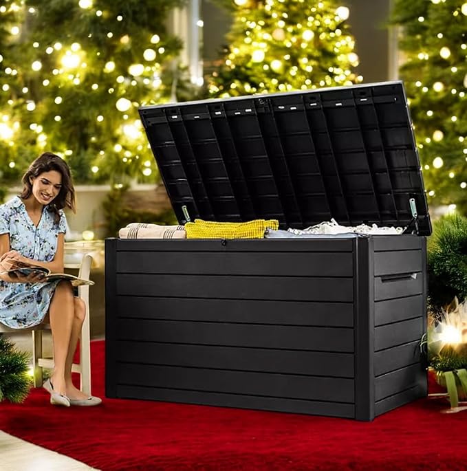 Outdoor Storage Box with Lockable Lid - Weather-Resistant and Stylish (Graphite, 230-Gallon)