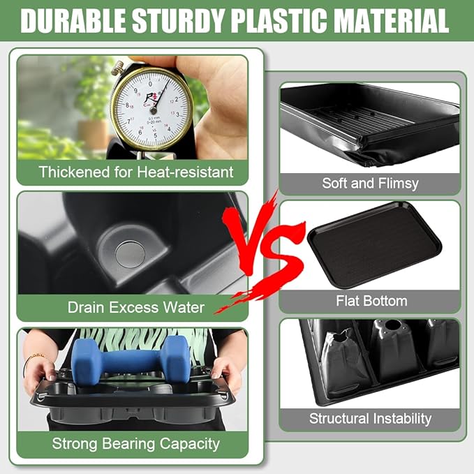 4 Cell Round Nursery Pot Trays for 5-6 Inch Pots, Thickened Sturdy Seedling Pot Shuttle Tray, Durable Nursery Pots Carrying Tray for Holding 5-6 inch Plastic Plant Pots (12.6" Square, 10-Pack)