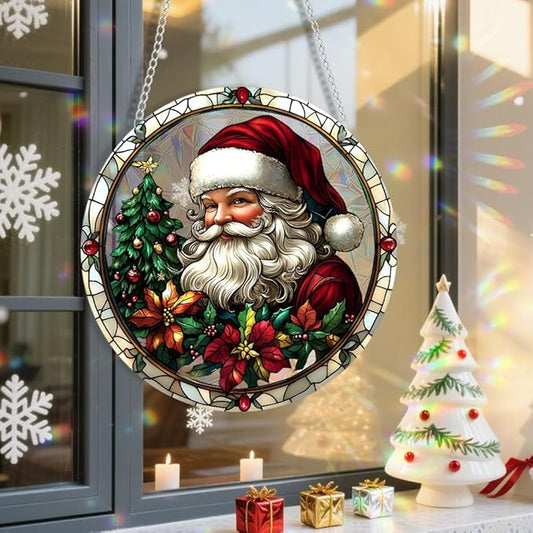 Xmas Suncatcher Window Hanging - Christmas Snowman Suncatcher for Door Terrace Garden Home Decor， Winter Rainbow Maker Birthday Gifts for Lovers Women Men Dad Mom