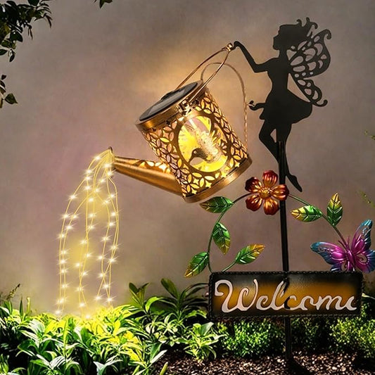 ZKLiLi Solar Watering Can with Lights,Outdoor Garden Fairy Decor Waterproof Large Hanging Lantern Lights Decorations for Patio Yard Porch Lawn Pathway Walkway Statues Outdoor Garden Decor Gifts