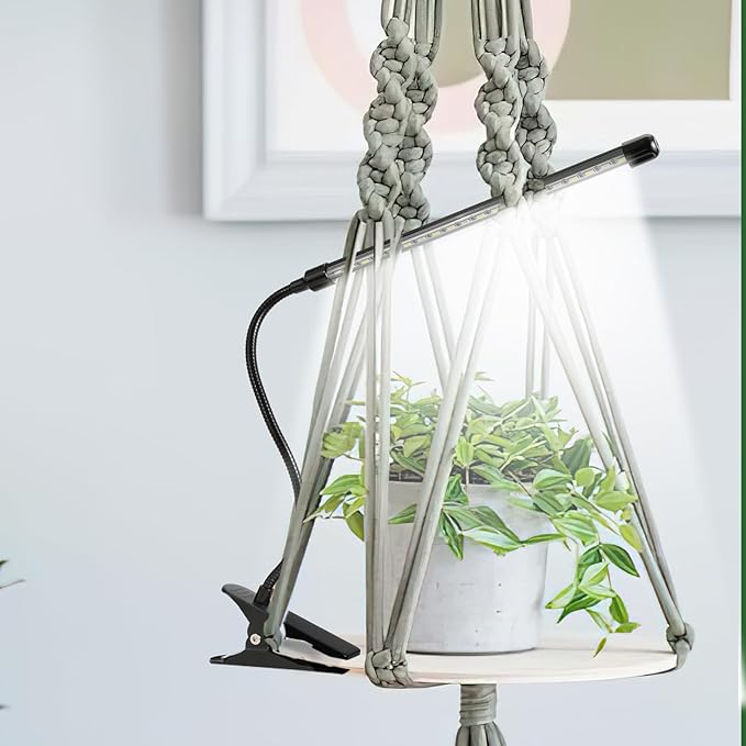 Sunny Power Clip On Grow Lights for Indoor Plants Full Spectrum, 6000K LED Plant Light for Indoor Growing With Adjustable Auto On/Off Timer, Dimmable, 3 Lighting Modes White Red Leds for Seed Starting