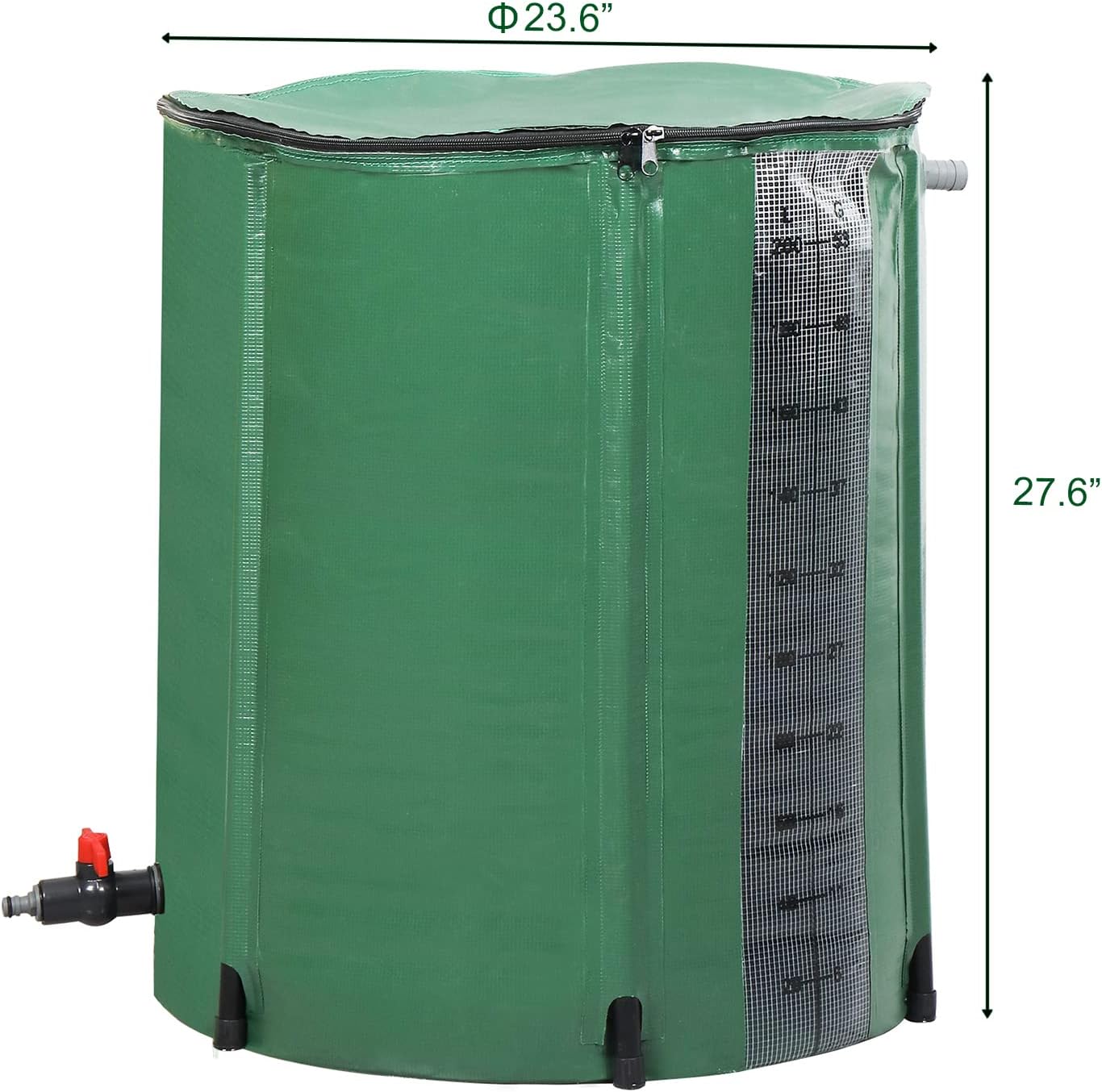 50 Gallon Collapsible Rain Barrel, Rain Catcher Barrel, Portable Rainwater Collection System with Volume Scale Mark, Spigots and Overflow Kit, Rain Water Barrel Collector for Garden, Green