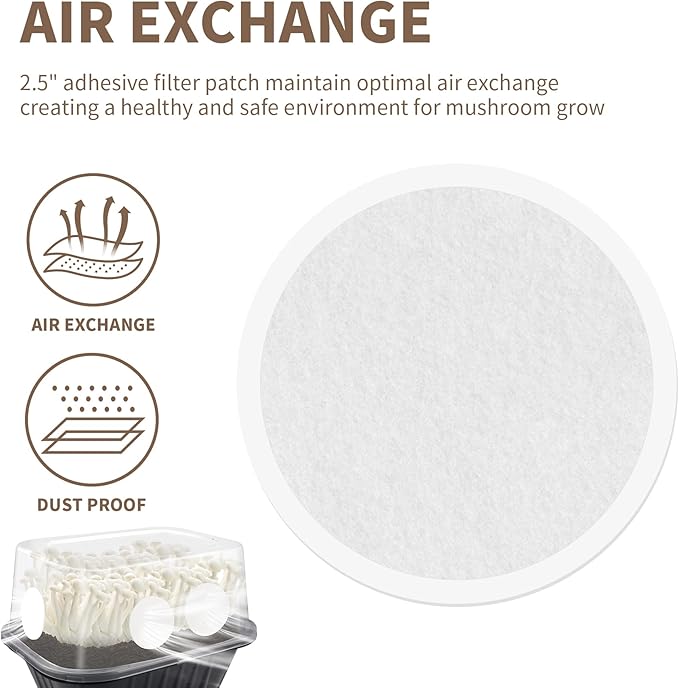 24-Pack 2.5" Monotub Filter Disks - 2MM Thick Adhesive Patch for Mushroom Growing, Fit for Monotub & Fruiting Chambers, Mushroom Growing Supplies