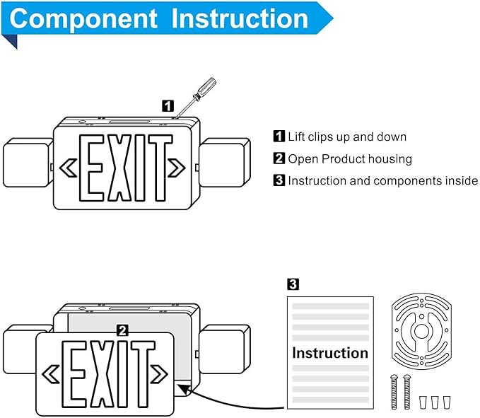 SPECTSUN 8 Packs Led Exit Emergency Light Combo with Battery Backup UL 924 Certified-US Standard Commercial Corded Emergency Exit Sign Lights for Home Power Failure,emergency lights for business/Home.