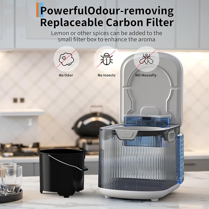 2.5L Electric Composter Countertop, 3 Modes Kitchen Smart Compost Bin with Auto Cleaning, LED Display, Turns Kitchen Waste into Dry Manure, Low Noise Food Waste Compost Machine