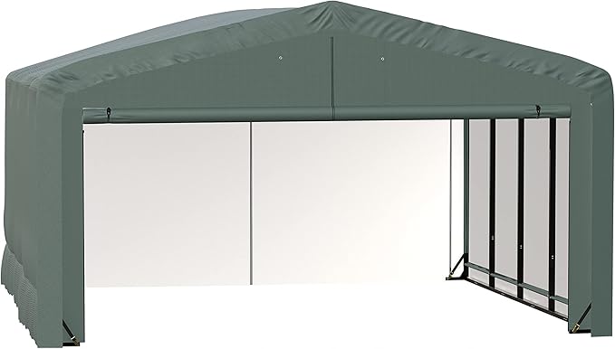 ShelterLogic ShelterTube Garage & Storage Shelter, 20' x 18' x 12' Heavy-Duty Steel Frame Wind and Snow-Load Rated Enclosure, Green