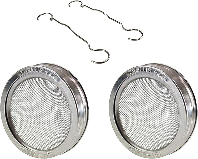 | Stainless Steel Sprouting Kit, 2 Pack & Sprouting Stands | Rust Proof 316 Stainless, Curved Mesh, Fits Most Wide Mouth Mason Jars | Grow Your Own Organic Sprouts From Seeds, Sprouter