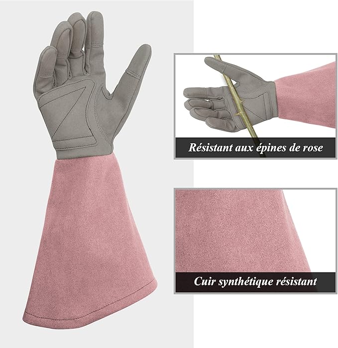 Rose Pruning Gloves Thorn Proof, Embroidery Leather Gardening Gloves with Extra Long Forearm Protection