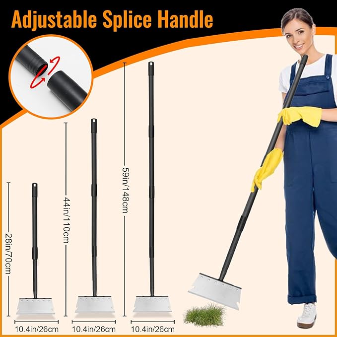 Garden Flat Shovel Scraper, Multifunctional Garden Cleaning Shovel with 59 Inch Long Handle, Heavy Duty Outdoor Floor Scraper for Weed Cleaning,Trenching,Edging and Removing Snow,Ice,Weeds,Dirty,Moss