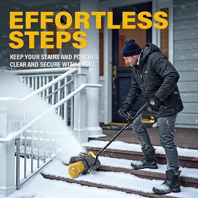 12-Inch Cordless Snow Shovel, 20V Snow Blower With LED Light,Electric Snow Thrower with Directional Plate&Adjustable Handle, 21ft Throwing Distance,12"x6" Clearing Path (4.0Ah Battery included)