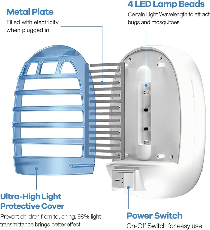Indoor Bug Zappers, Mosquito Killer Indoor, Insect Traps for Home Mosquito Zapper for Baby & Pets, Kitchen, Living Room, Bedroom, Baby Room, Office (2 Pack)