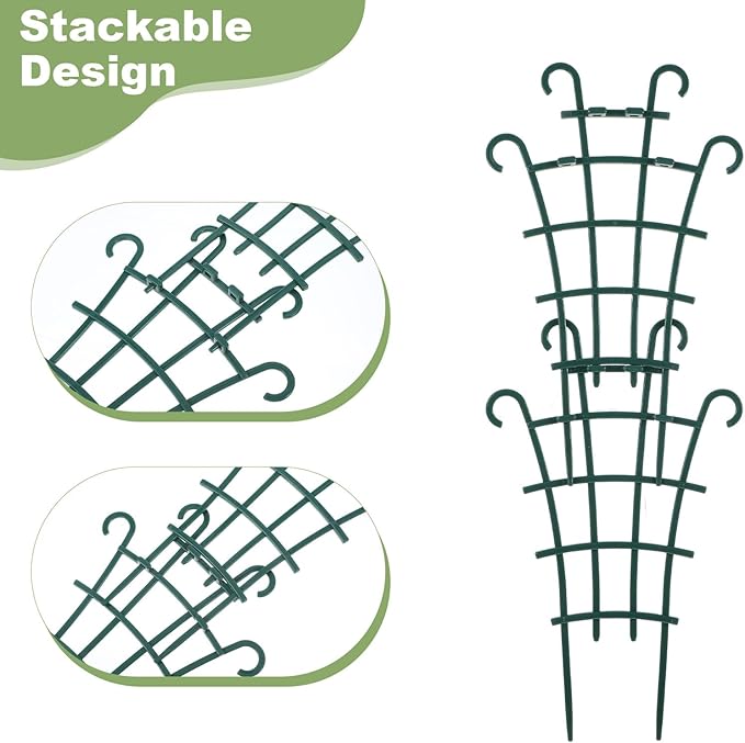 24 Pcs Plant Trellis Indoor, Stackable Plant Trellis for Climbing Plants Indoor, Small Plant Climbing Trellis for Potted Plants Plastic Climbing Plant Support Trellis for Houseplant