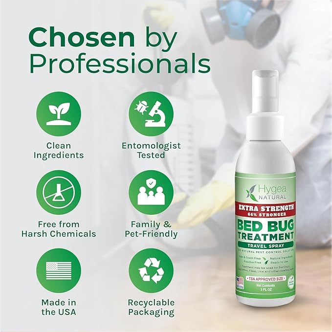 Extra Strength Bed Bug & Mite Natural Travel Spray - TSA Approved Size - Child & Pet Friendly - Stain & Odor Free - for Hotel, Suitcase, Backpack, Shoes - 66% Stronger Formula(2pk, 3 oz)