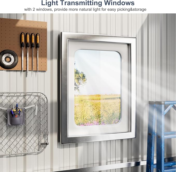 Restland 10x12 FT Metal Storage Shed Reinforced Frame Outdoor Shed with Clear Roof, Air Vent & Lockable Door Large Garden Tool Storage Sheds for Backyard, Garden, Lawn