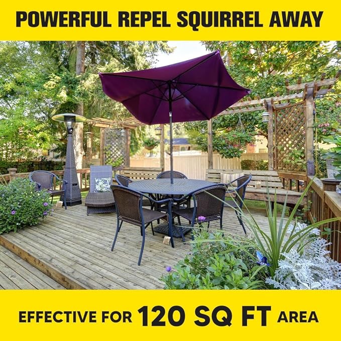 Squirrel Repellent Outdoor, Squirrel & Chipmunk Repellent, Keep Squirrels Out of Garden/Bird Feeder/Attic & Yard, Safe Around Kids, Pets & Plants, Cover for 120 sq ft Area - 8P