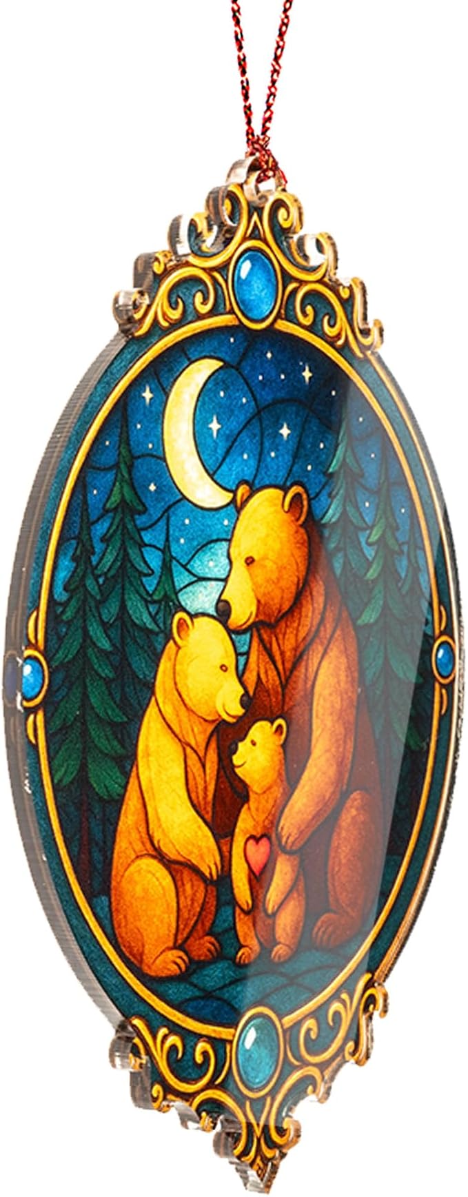 Christmas family of three ornament - Bear Family Ornament – bear ornament – family gifts – woodland decor – christmas ornament – Suncatcher effect window hanging – Car Hanging