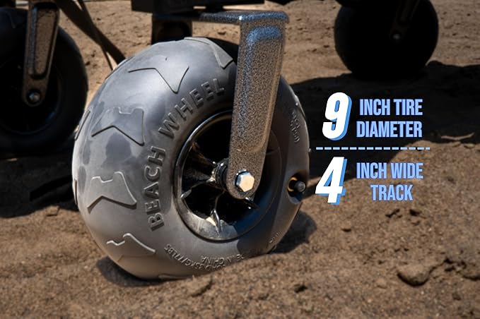 Folding Utility Wagon Cart, Tires for Sand Heavy, Duty Beach Garden Cart with Sand Wheels, Black