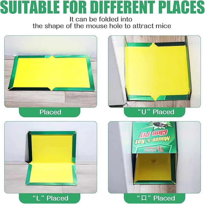 48 Pack Mouse Glue Traps Large Size Mouse Traps Sticky Pad with Enhanced Stickiness Pest Rat Sticky Traps Board for Rodent Cockroach and Other Insects House Indoor Outdoor