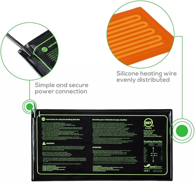 MET Certified 8 Pack Seedling Heat Mat, Seedfactor Waterproof Durable Germination Station Heat Mat, Warm Hydroponic Heating Pad for Indoor Home Gardening Seed Starter