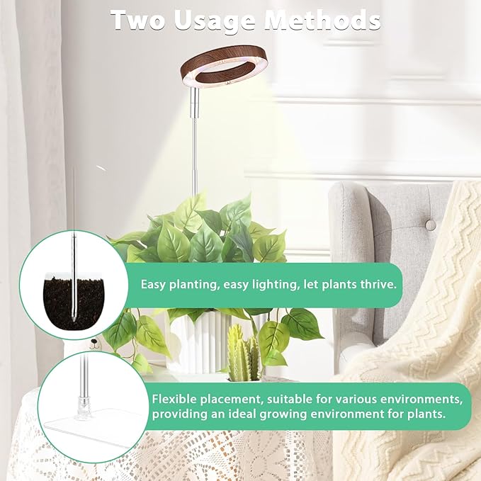 yadoker Plant Grow Light, LED Growing Light Full Spectrum for Indoor Plants,Height Adjustable, Automatic Timer, 5V Low Safe Voltage,Idea for Small Plant Light