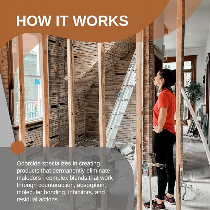 Odorcide Pro Renewal Fire & Flood Odor Eliminator Concentrate – Smoke Odor Eliminator for Strong Odor on Walls, Carpet, Upholstery & More – Mildew Odor Removal w/Non-Enzymatic Formula (128 oz)