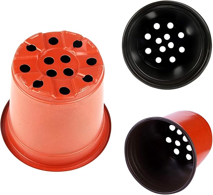 Augshy 130 Packs 6 Inches Plastic Plant Nursery Pots, Seed Starting Pot Flower Container for Succulents, Seedlings, Cuttings, Transplanting, Planter Home Docer.
