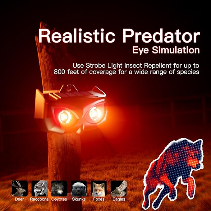 Solar Animal Repeller-Nocturnal Coyote Deterrent with Upgraded Frequency Flashing Lights-Waterproof Deer Repellent Device for Raccoon Fox Skunk-Predator Lights for Chicken Coop Farm Yard Garden (4)