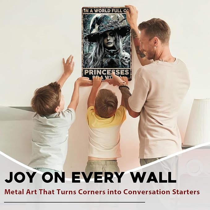 Goth Metal Tin Sign Vintage Halloween Wall Art Kitchen Witch Decoration Spooky Rustic Decor Tin Plaque Retro Iron Painting 8x12inch