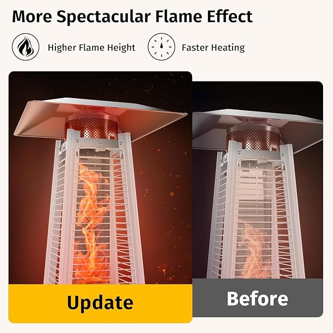 EAST OAK 48,000 BTU Pyramid Patio Heater, Quartz Glass Tube Propane Outdoor Heater with Wheels, Triple Safety Protection, 2025 Upgrade for Home, Backyard & Commercial Spaces, Bronze