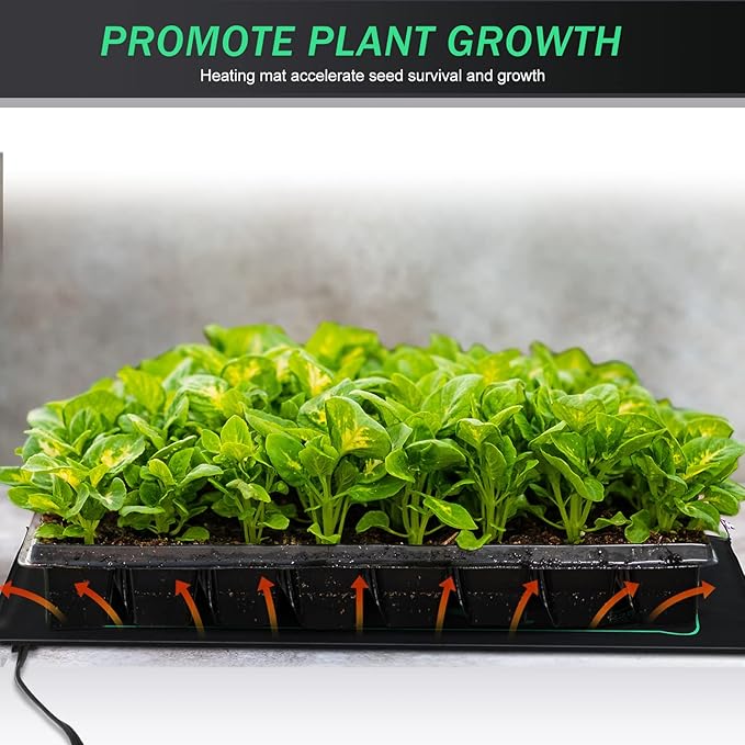 ROCEEI 6 Pack Durable Seedling Heat Mat 10 x 20.75 Waterproof Plant Heating Pad Warm Hydroponic Grow Mat for Greenhouse Grow Seed Starting Plant Germination (Black,Green)