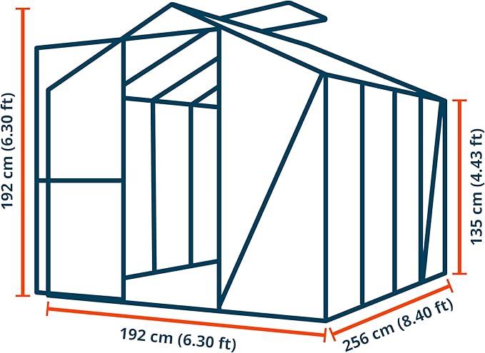 Greenhouse Jasmin 4 Aluminum Frame - 6.3 x 8.4 ft Approx. 6 mm Polycarbonate Panels
