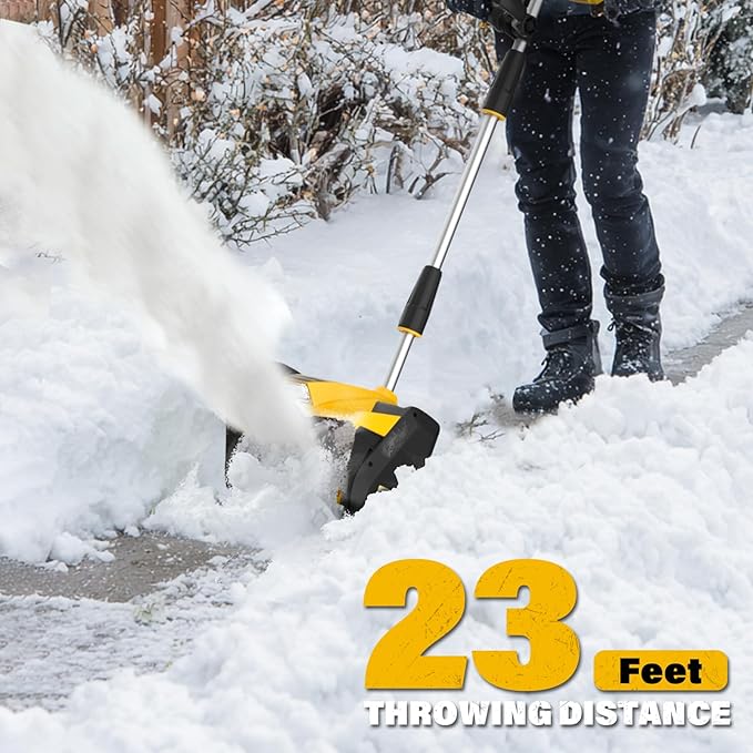 Cordless Snow Shovel, 12-Inch 20V Electric Snow Shovels, Snow Shovel for Driveway with Directional Plate and Adjustable Front Handle, Equipped with LED lights, 4.0Ah Battery and Quick Charger Included