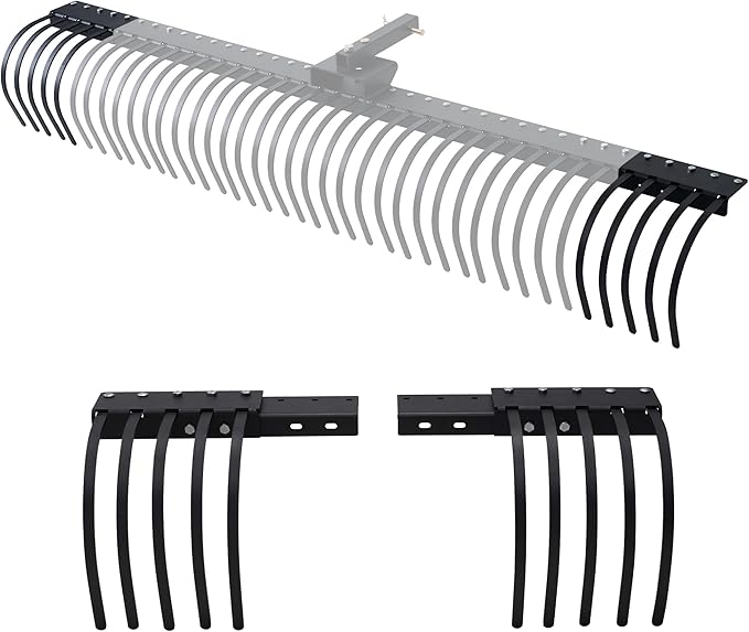 Specraft Tow Behind Landscape Rake Extension Kit, 2 Pack Width Expander with Heavy Duty Steel Tines, Increases Working Width for ATV, Tractor Rakes