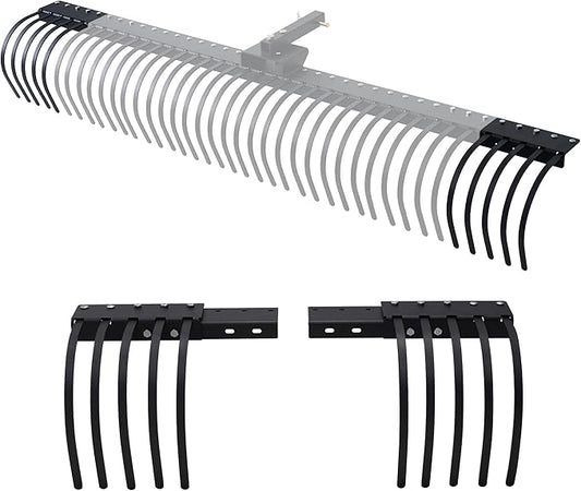 Specraft Tow Behind Landscape Rake Extension Kit, 2 Pack Width Expander with Heavy Duty Steel Tines, Increases Working Width for ATV, Tractor Rakes