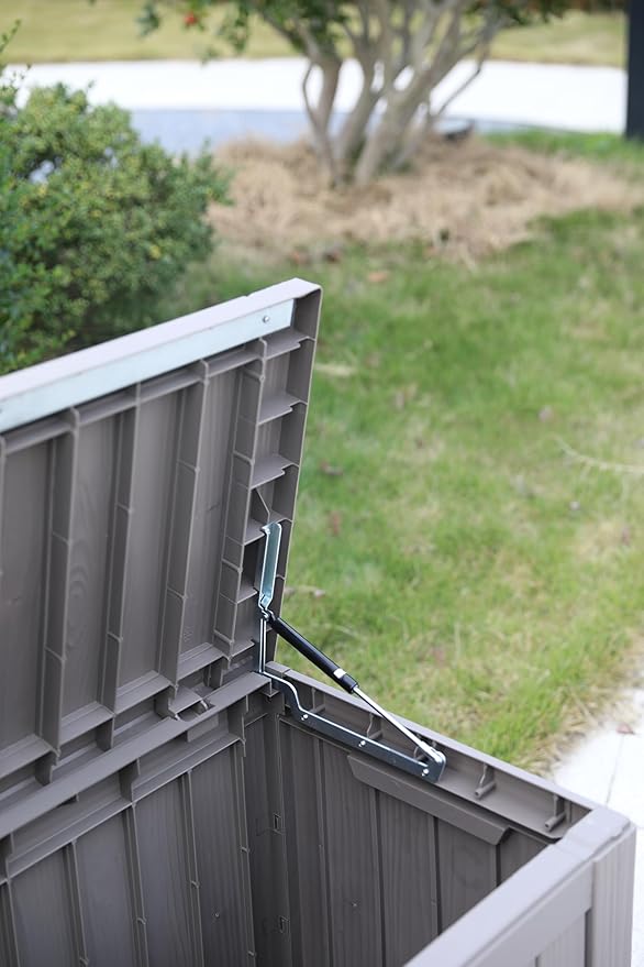 BTEXPERT 80 Gallon Deck Box Outdoor Storage Container Stainless Steel Rods for Patio Furniture Garden Tools Cushions Pool Supplies Sports Equipment Waterproof Lockable UV Resistant Set of 2