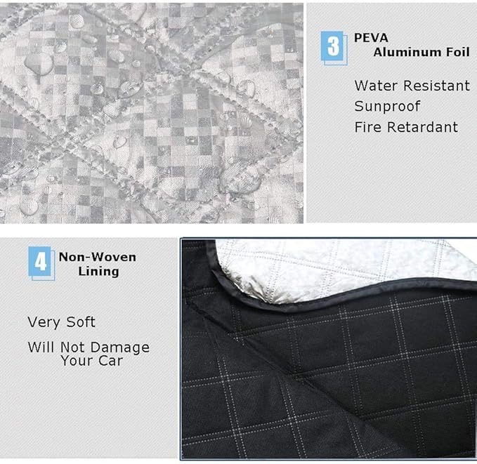 Beicarin Car Windshield Cover, Heavy Duty Ultra Thick Protective Windscreen Cover - Snow Ice Frost Sun UV Dust Water Resistent - Pefect Fit for Cars SUVs All Years Summer/Winter