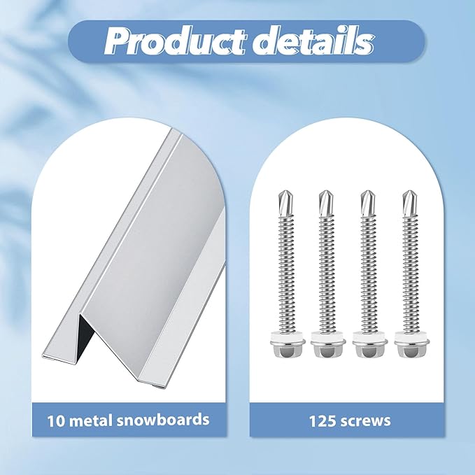 10 Pcs Metal Roof Snow Guards with Bulk Screws Ice Guard Blocks to Stop Snow and Ice from Sliding Off Your Metal Roof (Silver)