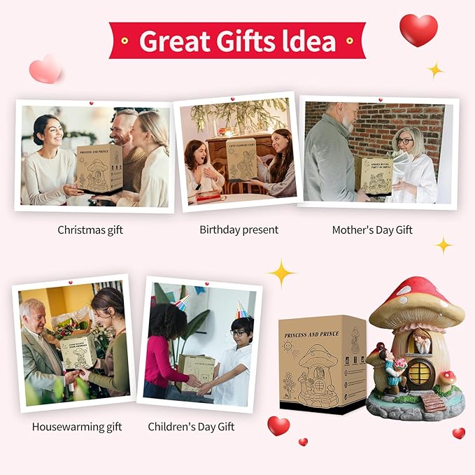 Solar Garden Outdoor Statues Princess and Prince with 3 LED Solar Figurine for Lawn,Patio,Balcony,Yard Decor Unique Housewarming Gift, for Grandfather, Father,Grandma,Wen