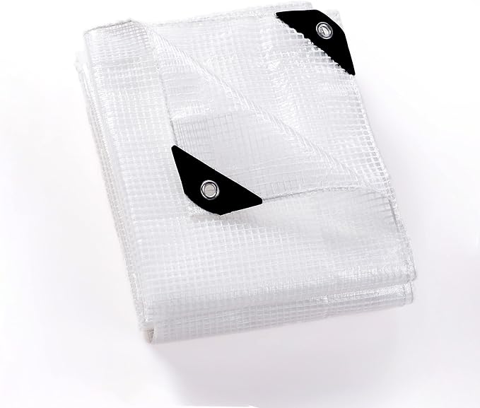 GUARD SHIELD Clear White Tarp Heavy Duty 16x20 Feet Waterproof for Greenhouse Outdoor Garden Poly Cover UV Resistant 3x3 Weave 10mil