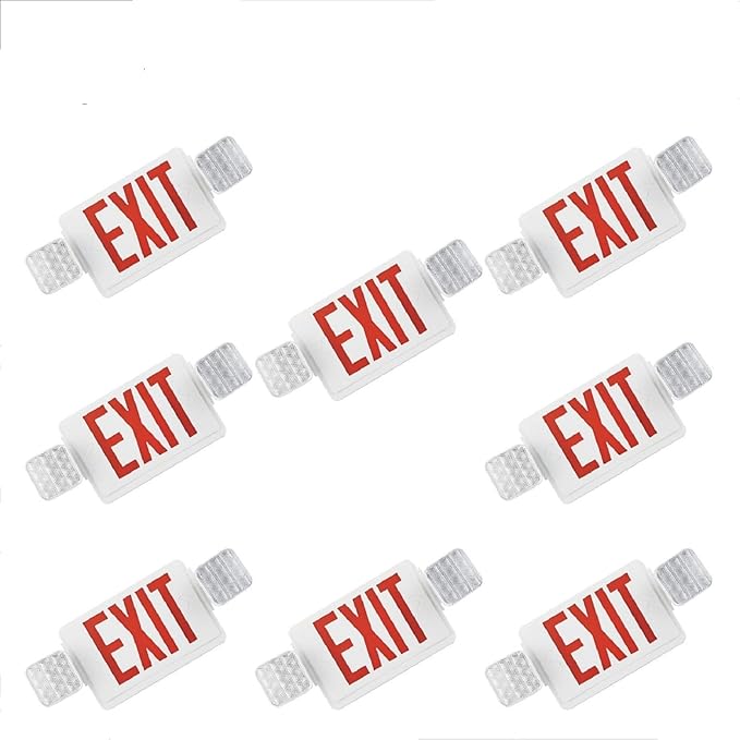 SPECTSUN 8 Packs Led Exit Emergency Light Combo with Battery Backup UL 924 Certified-US Standard Commercial Corded Emergency Exit Sign Lights for Home Power Failure,emergency lights for business/Home.