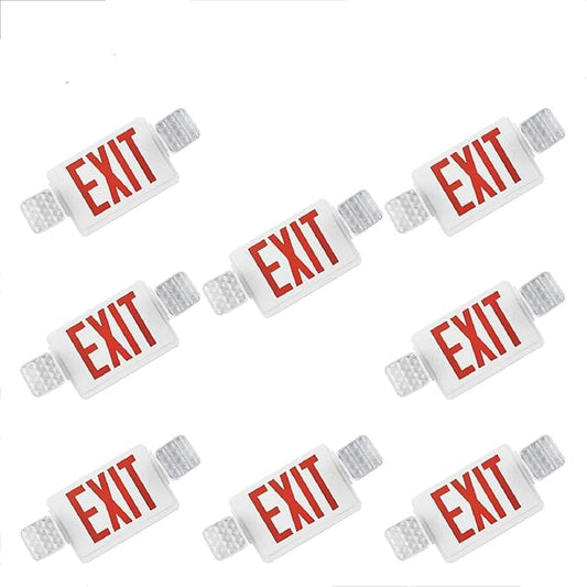 SPECTSUN 8 Packs Led Exit Emergency Light Combo with Battery Backup UL 924 Certified-US Standard Commercial Corded Emergency Exit Sign Lights for Home Power Failure,emergency lights for business/Home.